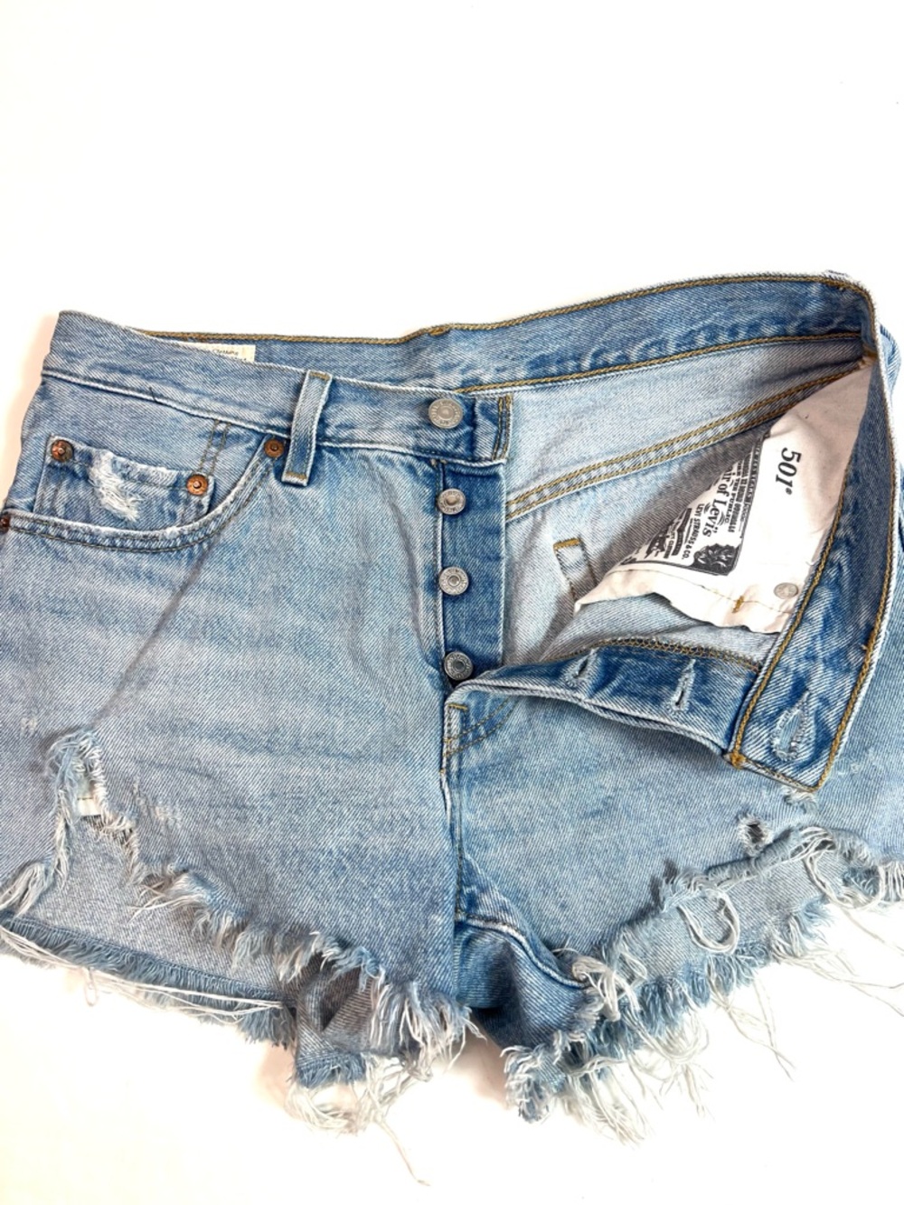 Levi’s Premium Denim Jean Shorts Distressed Size 28 - Picture 12 of 13